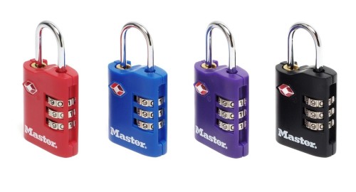 MASTER LOCK 4686EURT kłódka do walizek Zamek szyfrowy bagażowy Cynk Czarny, Niebieski, Fioletowy, Czerwony