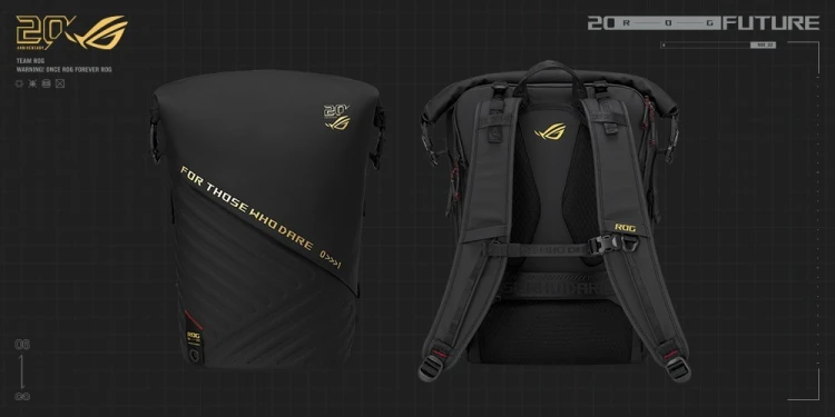 ASUS ROG SLASH Backpack Edition 20 plecak Plecak rolowany Czarny Poliester, Skóra woskowana (Pull Up)