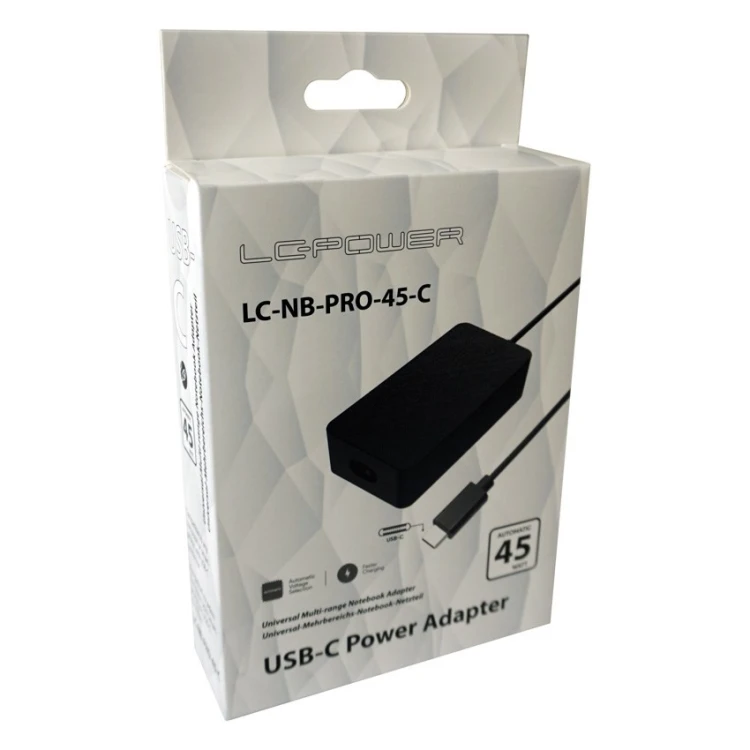 LC-Power LC-NB-PRO-45-C adapter zasilający/ inwentor Wewnętrzna 45 W Czarny