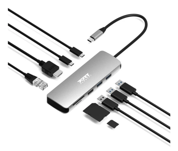 Port Designs 900164 stacja dokująca Przewodowa USB 3.2 Gen 1 (3.1 Gen 1) Type-C Stal nierdzewna