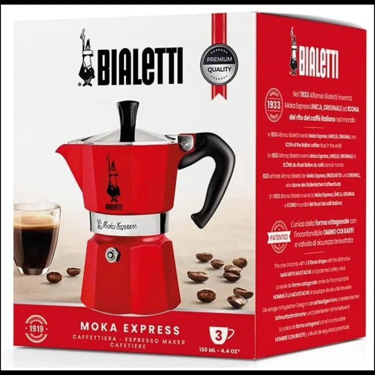 Kawiarka na 3 filiżanki Moka Express 5466 BIALETTI czerwona