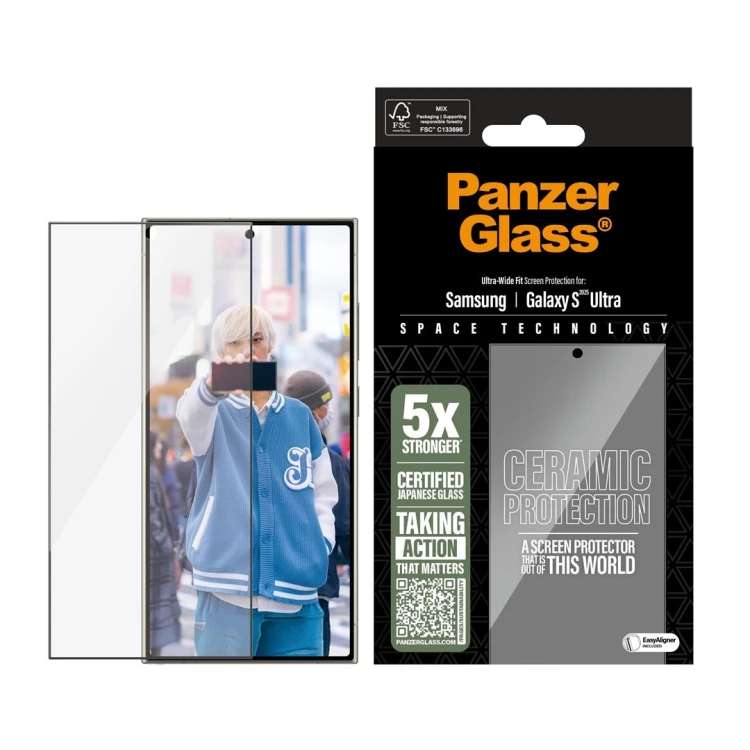 PanzerGlass ® Ceramic Screen Protector Samsung Galaxy S25 Ultra | Ultra-Wide Fit w. EasyAligner Przezroczysta ochrona ekranu 1 szt.