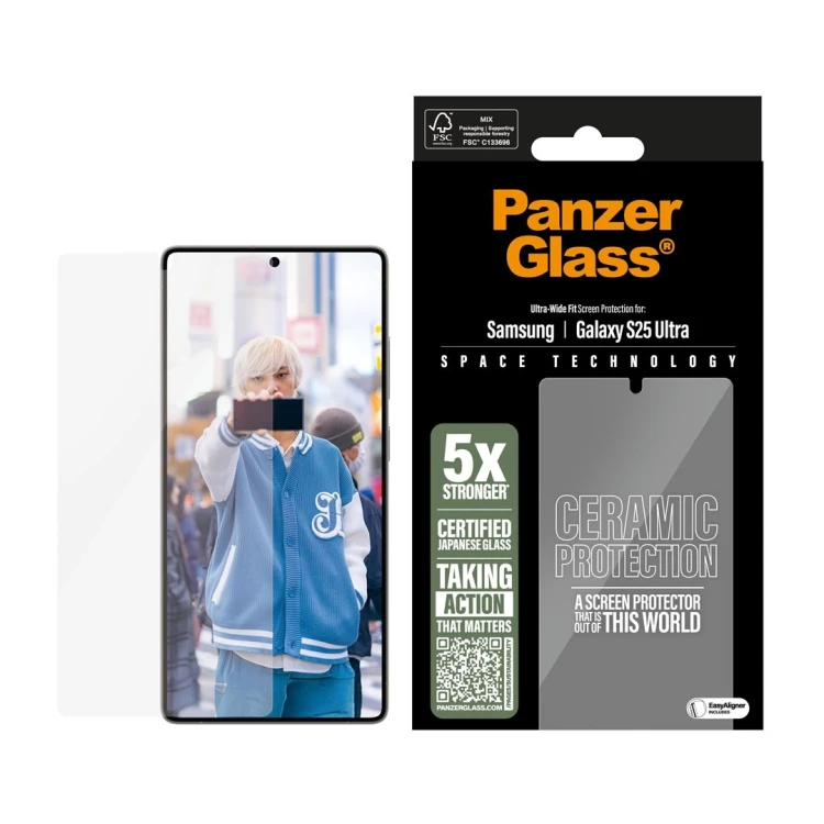 PanzerGlass ® Ceramic Screen Protector Samsung Galaxy S25 Ultra | Ultra-Wide Fit w. EasyAligner Przezroczysta ochrona ekranu 1 szt.
