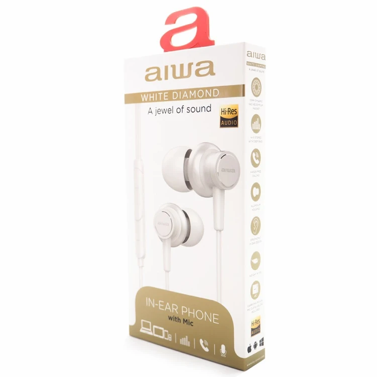 Aiwa ESTM-500WT słuchawki/zestaw słuchawkowy Przewodowa Douszny Połączenia/muzyka Biały