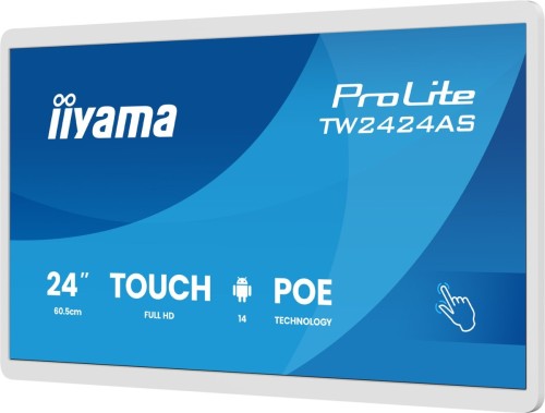 iiyama TW2424AS-W3P signage display Interaktywny płaski panel 60,5 cm (23.8") LCD Wi-Fi 450 cd/m2 Full HD Biały Ekran dotykowy Procesor wbudowany Andr
