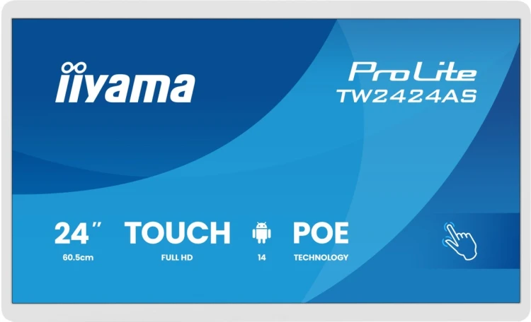 iiyama TW2424AS-W3P signage display Interaktywny płaski panel 60,5 cm (23.8") LCD Wi-Fi 450 cd/m2 Full HD Biały Ekran dotykowy Procesor wbudowany Andr