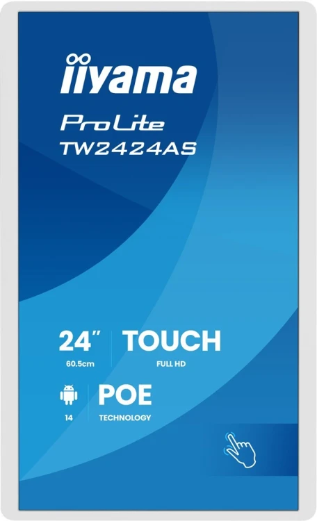 iiyama TW2424AS-W3P signage display Interaktywny płaski panel 60,5 cm (23.8") LCD Wi-Fi 450 cd/m2 Full HD Biały Ekran dotykowy Procesor wbudowany Andr