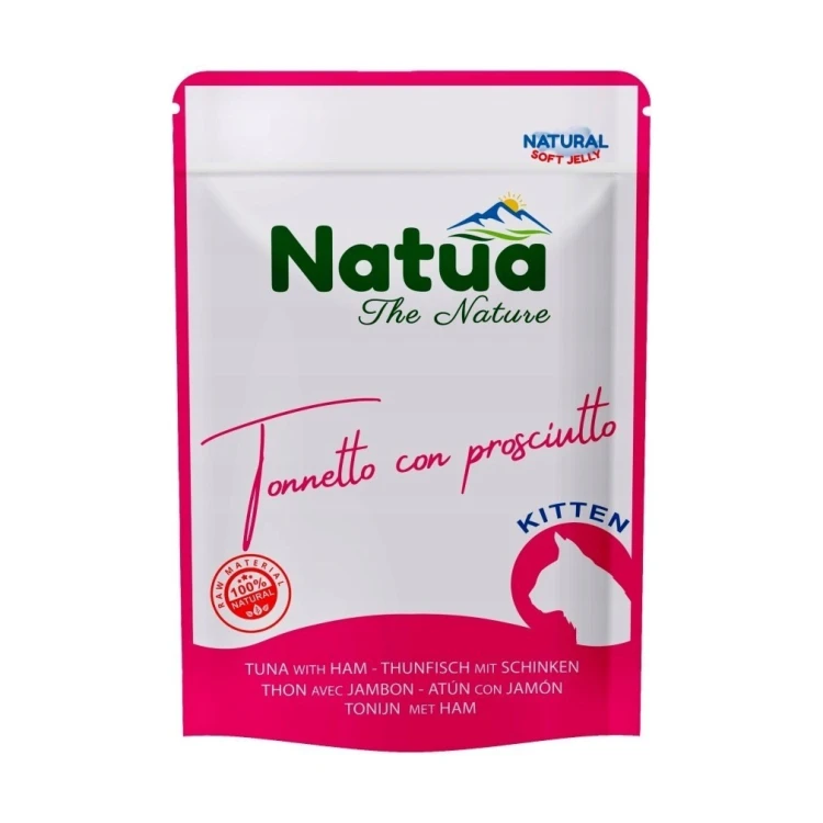 Natua Natural tuńczyk z szynką mokra karma dla kociąt 70g