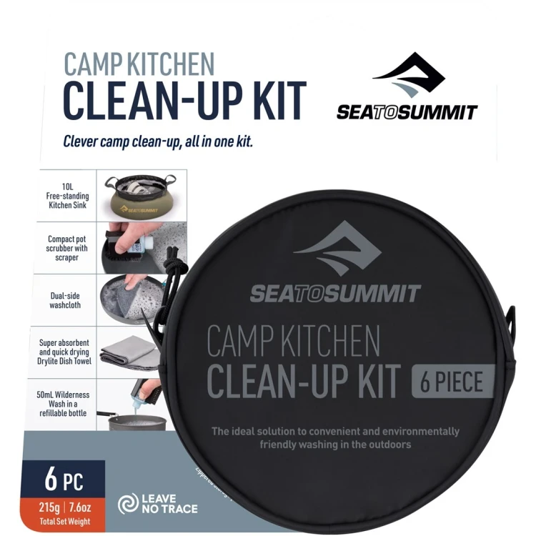 Zestaw do sprzątania SEA TO SUMMIT Camp Kitchen Clean Up Kit - 6 elementów z płynem   6