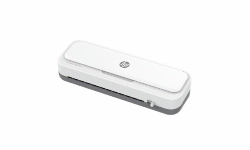 HP ONELAM Laminator 400 A4, na zimno/ciepło, zintegrowany trymer, zaokrąglacz rogów, prędkość 40cm/min + 15 folii: 3xA4, 4xA5, 4xA6, 4xB-CARD, biały