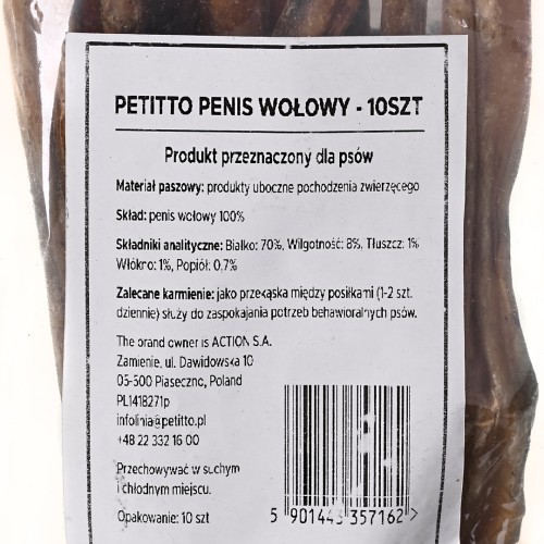 PETITTO Penis Wołowy - gryzak dla psa - 10szt