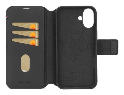 Skórzana obudowa ochronna do iPhone 16 kompatybilna z MagSafe, czarna