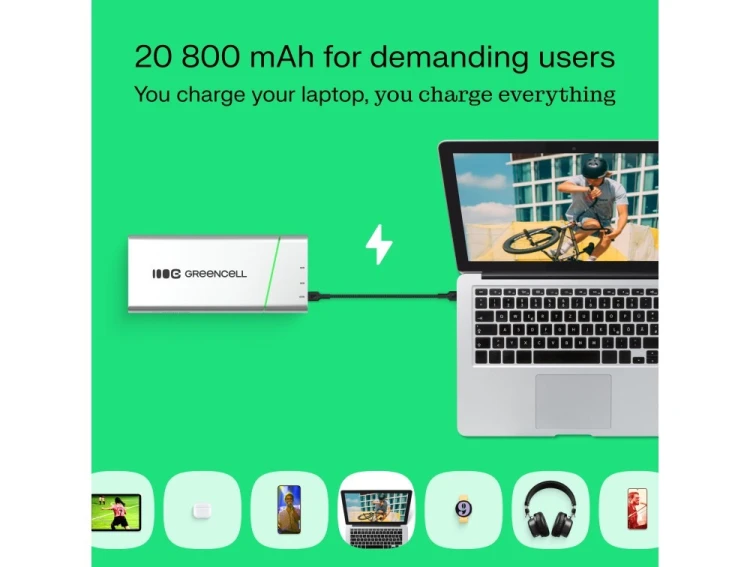 Green Cell Powerbank PowerPlay Pro 20800mAh 65W 3x USB PD produkcja PL
