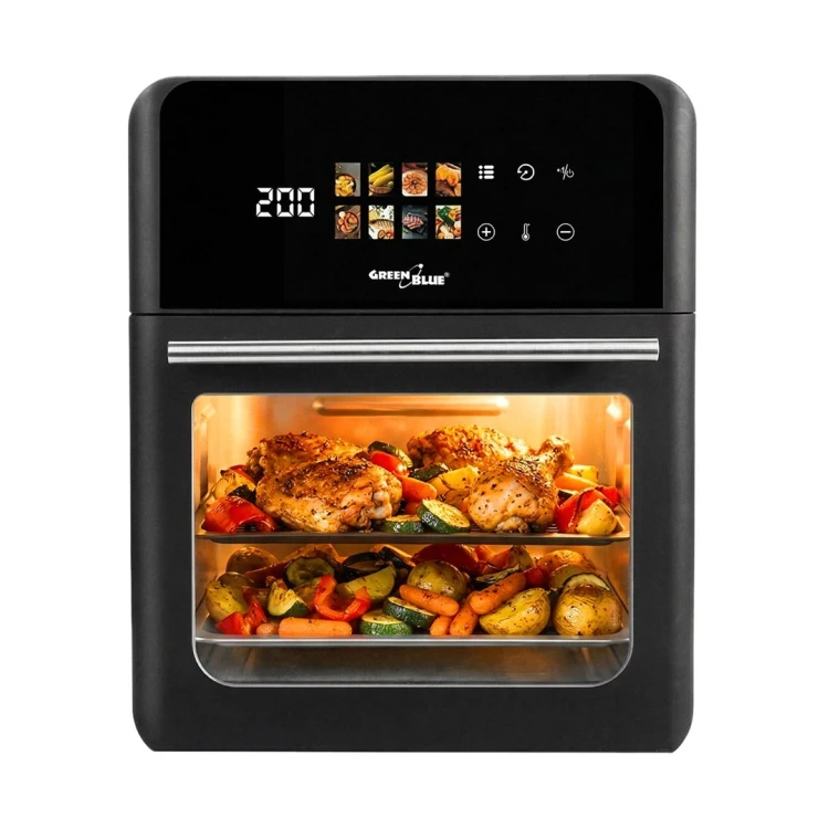 GREENBLUE FRYTKOWNICA BEZTŁUSZCZOWA AIR FRYER, MOCNA 1800W, POJEMNOŚĆ 10L, 8 PROGRAMÓW, AKCESORIA, TIMER GB950