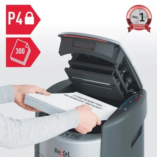 Niszczarka Rexel ShredMax AutoFeed+ 300X, P4, 300 kartek, 25 l kosz
