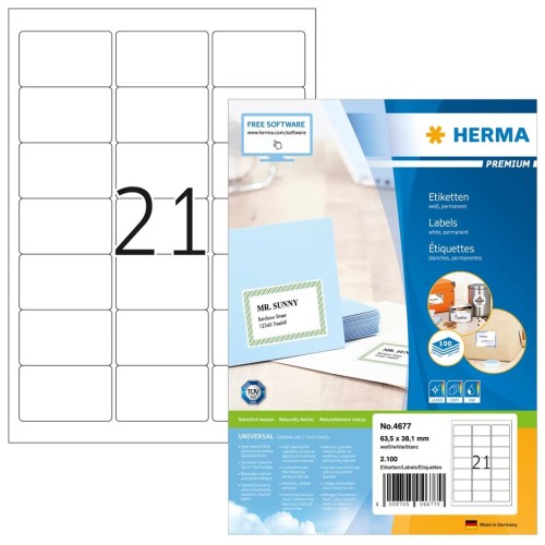HERMA 4677 etykiety adresowe Biały
