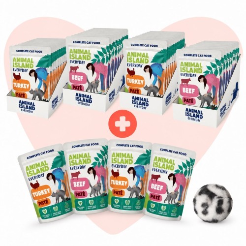 ANIMAL ISLAND Love Box Pate mix smaków 48szt + zabawka