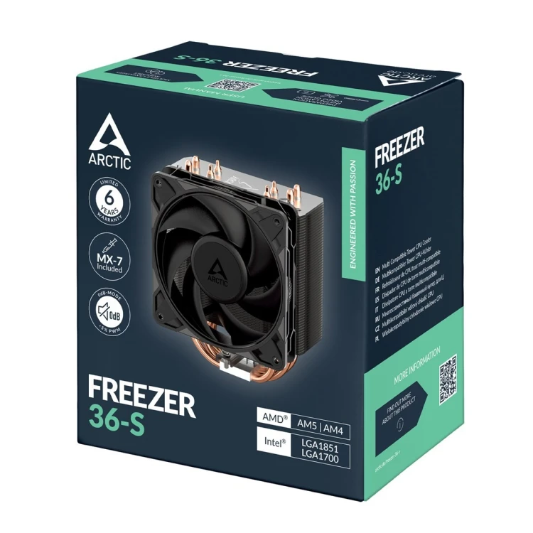 ARCTIC Freezer 36-S Procesor Chłodnica powietrza 12 cm Czarny, Stal nierdzewna 1 szt.