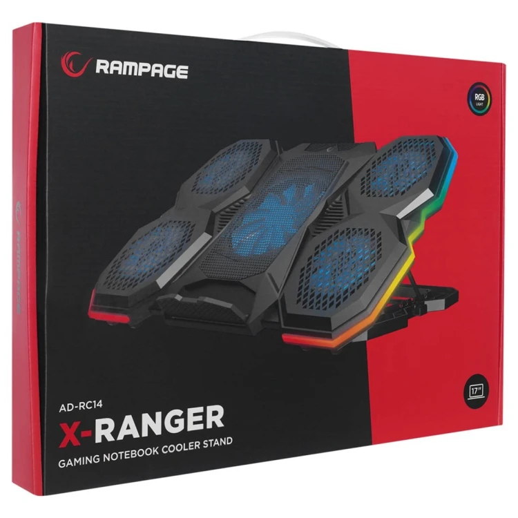 RAMPAGE PODSTAWKA CHŁODZĄCA POD LAPTOP AD-RC14 9-17" RGB