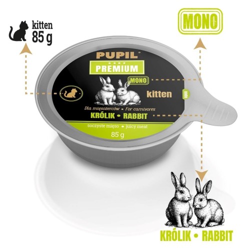PUPIL PREMIUM GOLD KITTEN Królik karma dla kota 85g