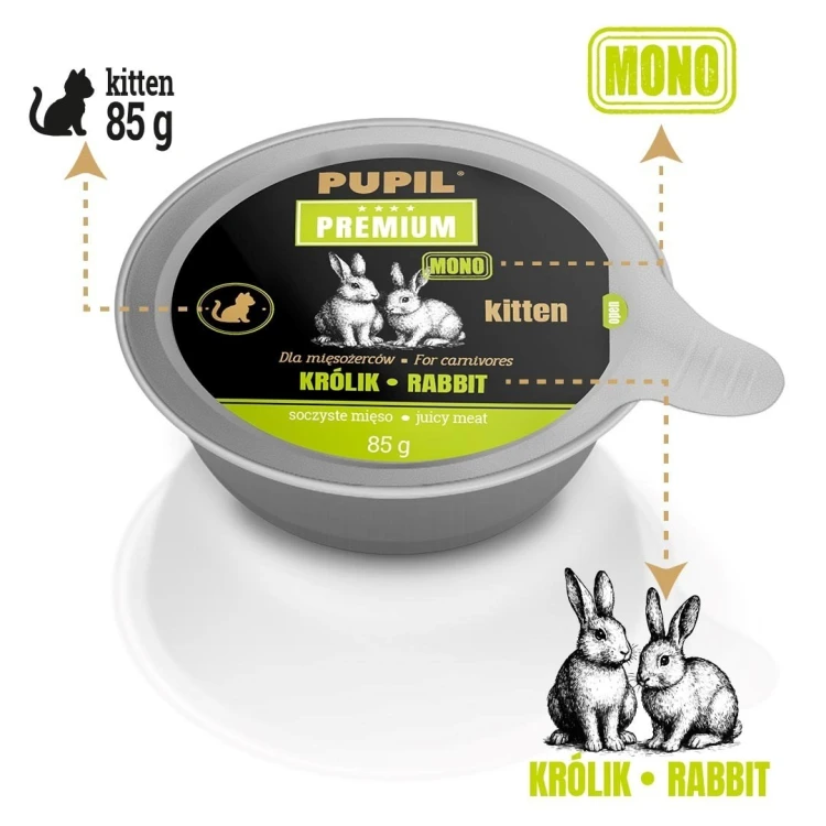 PUPIL PREMIUM GOLD KITTEN Królik karma dla kota 85g