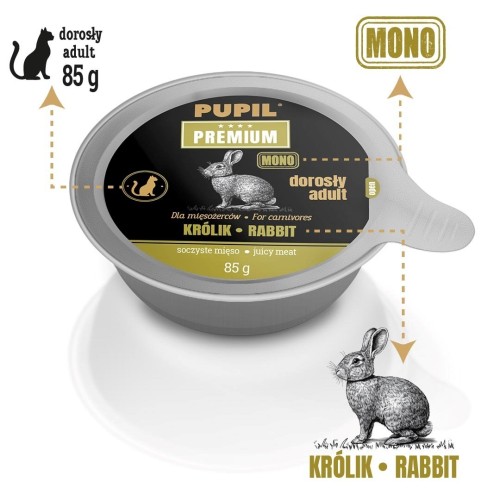 PUPIL PREMIUM GOLD ADULT Królik karma dla kota 85g