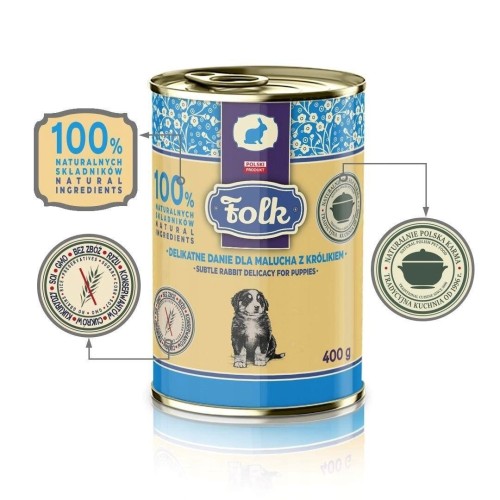 FOLK Delikatne danie dla malucha z królikiem karma dla psa 400g