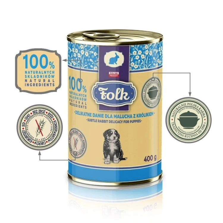 FOLK Delikatne danie dla malucha z królikiem karma dla psa 400g
