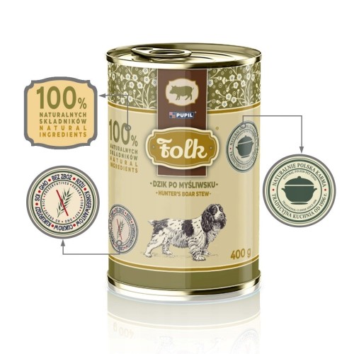 FOLK Dzik po myśliwsku karma dla psa 400g