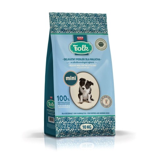 FOLK Delikatny posiłek dla malucha ze słodkowodnymi rybami Mini karma dla psa 10kg