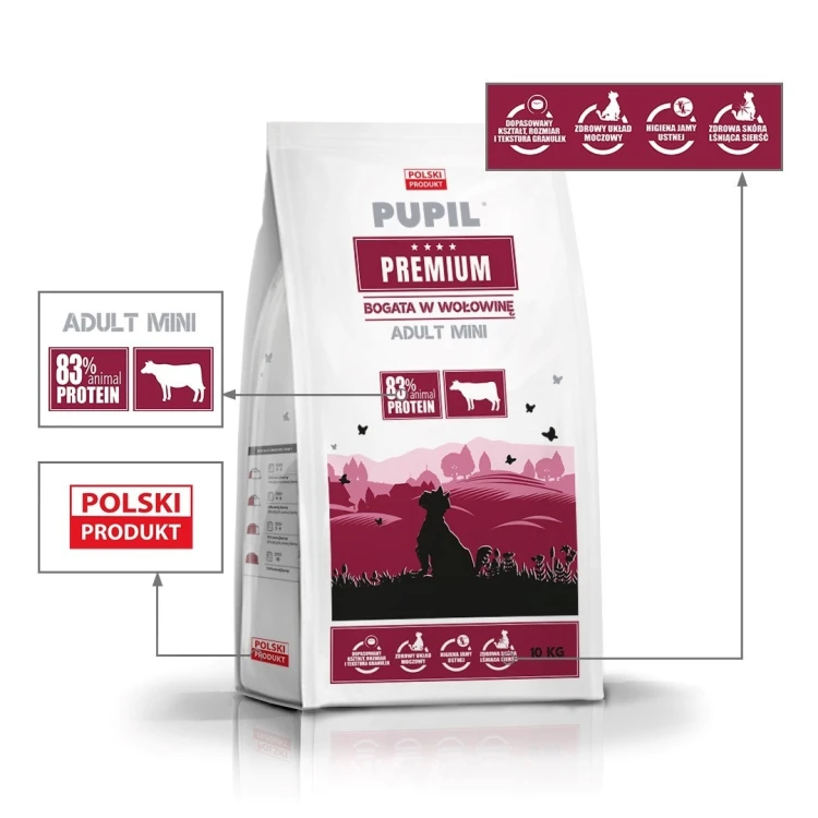 PUPIL PREMIUM MINI bogata w wołowinę karma dla psa 10kg