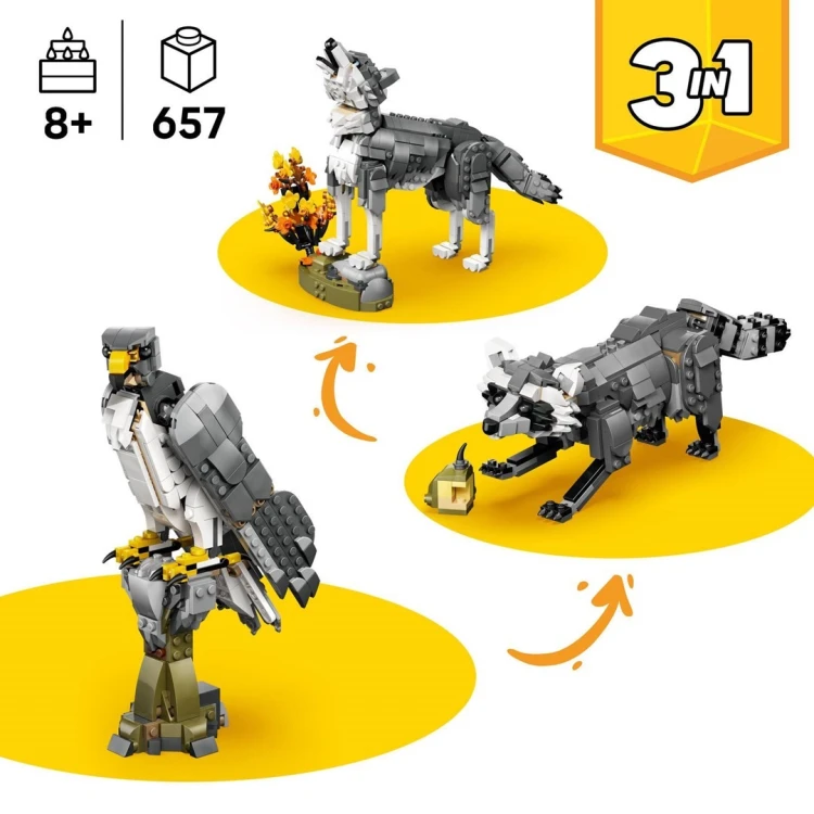 LEGO Creator 3w1 31393 - Leśne zwierzęta: Wilk szary