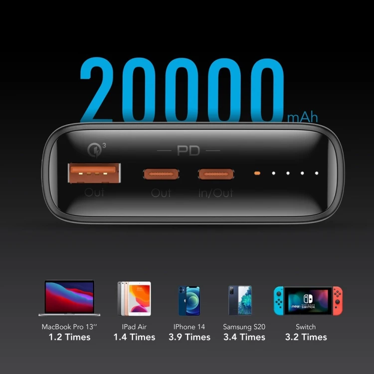 VEGER T100 bank mocy Litowo-jonowa (Li-Ion) 20000 mAh Czarny