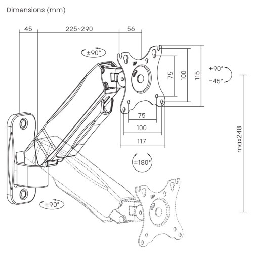 MACLEAN UCHWYT NAŚCIENNY MONITORA 17-32'', 9KG MAX, SPRĘŻYNA MECHANICZNA MC-979