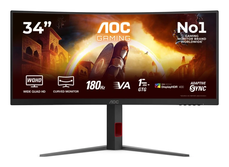 AOC G4 CU34G4CAP monitor komputerowy 86,4 cm (34") 3440 x 1440 px UltraWide Quad HD LCD Czarny, Czerwony