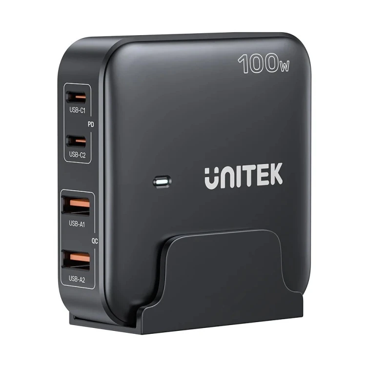 UNITEK ŁADOWARKA BIURKOWA GAN 100W 2XUSB-A 2XUSB-C CZARNA