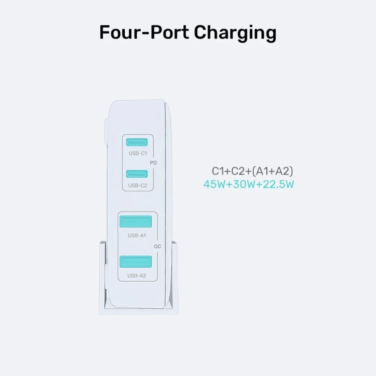 UNITEK ŁADOWARKA BIURKOWA GAN 100W 2XUSB-A 2XUSB-C CZARNA