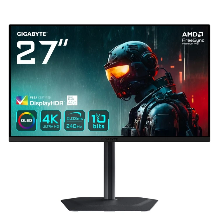 GIGABYTE MO27U2 OLED 4K UHD Gaming Monitor monitor komputerowy 68,6 cm (27") 3840 x 2160 px 4K Ultra HD QD-OLED Czarny
