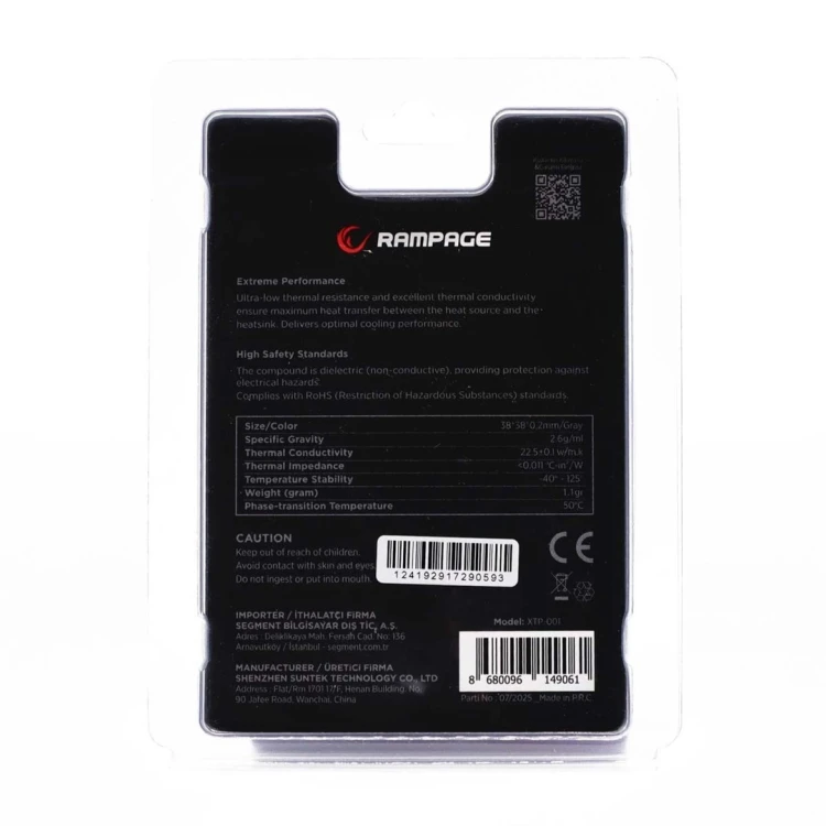 RAMPAGE TERMOPAD XTP-001 38×38×02 MM PTM