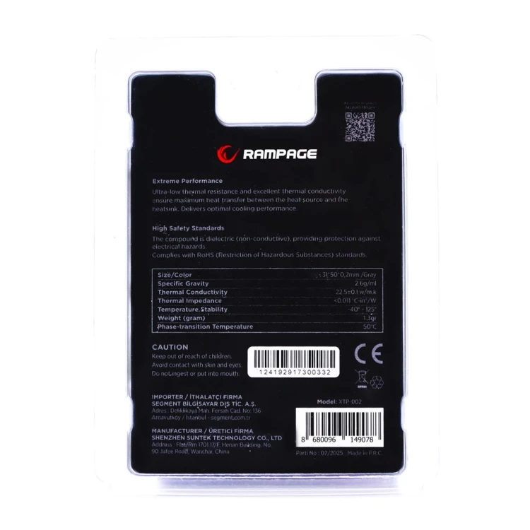 RAMPAGE TERMOPAD XTP-002 31×50×02MM PTM