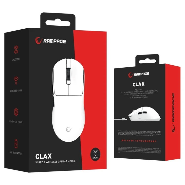 RAMPAGE MYSZ CLAX BIAŁA  24 000 DPI