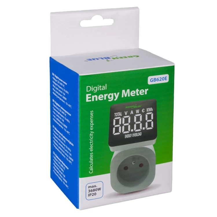 GREENBLUE MIERNIK ENERGII, WATOMIERZ,16A, MAX. 3680W, PODTRZ.PAMIĘCI GB620 E