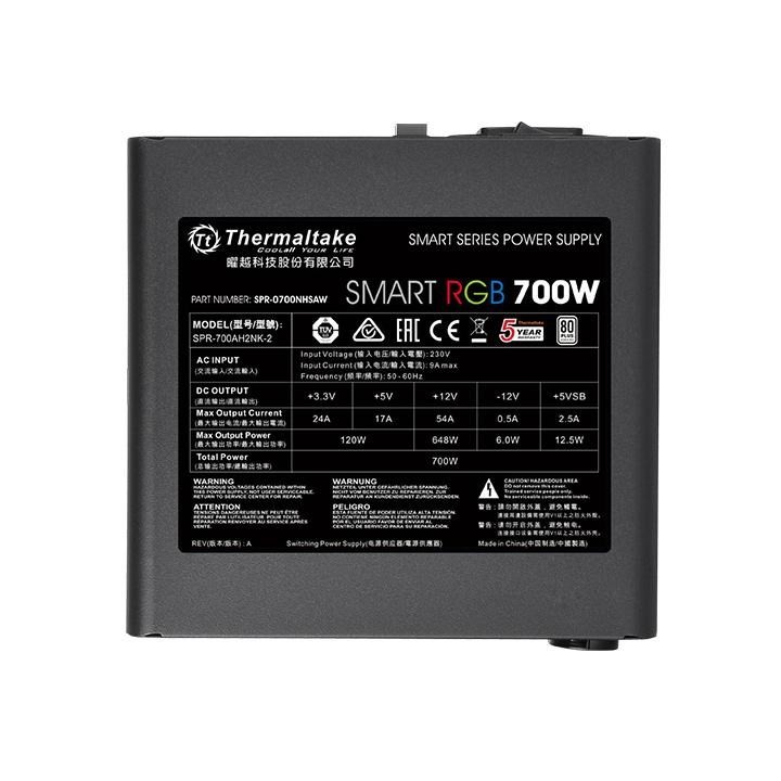 Zasilacz Thermaltake Smart 700W RGB PS-SPR-0700NHSAWE-1 (700 W; Aktywne; 120 mm)