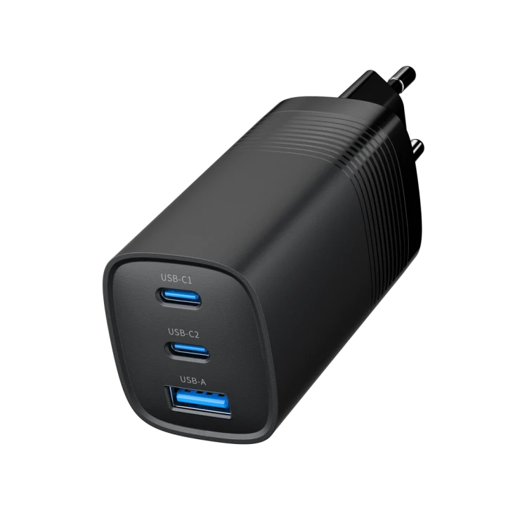 GEMBIRD SZYBKA ŁADOWARKA USB POWER DELIVERY USB TYPU C, 3X USB, 65 W, GAN CZARNA