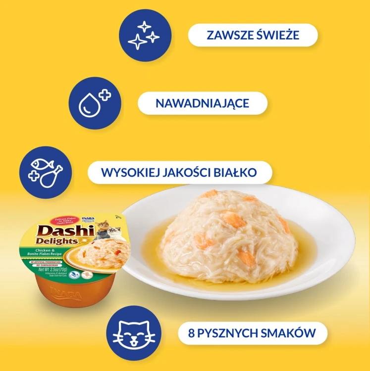 INABA DASHI DELIGHTS Kurczak z Płatkami Boni  70g bulion dla kota