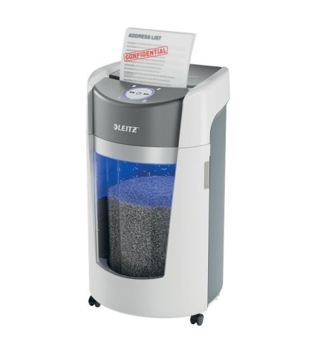 LEITZ Niszczarka IQ OptiMax Office 550, 35 L, P-5, Ścinki 2x15, Automatyczny Start/Stop, Funkcja cofania, Obrotowy pojemnik - 33% większa pojemność na