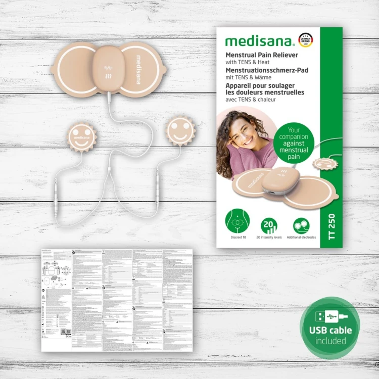 Urządzenie do uśmierzania bólów menstruacyjnych Medisana TT 250 TENS | 20 poziomów intensywności | opcja ciepła | 44g