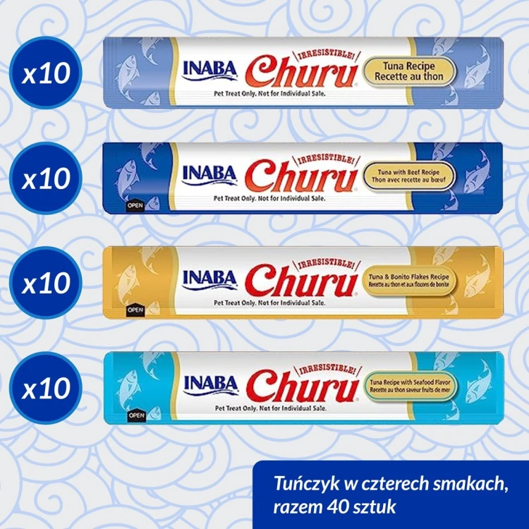 INABA CHURU Varietes Tuńczyk Owoce m- kot 40x14 g
