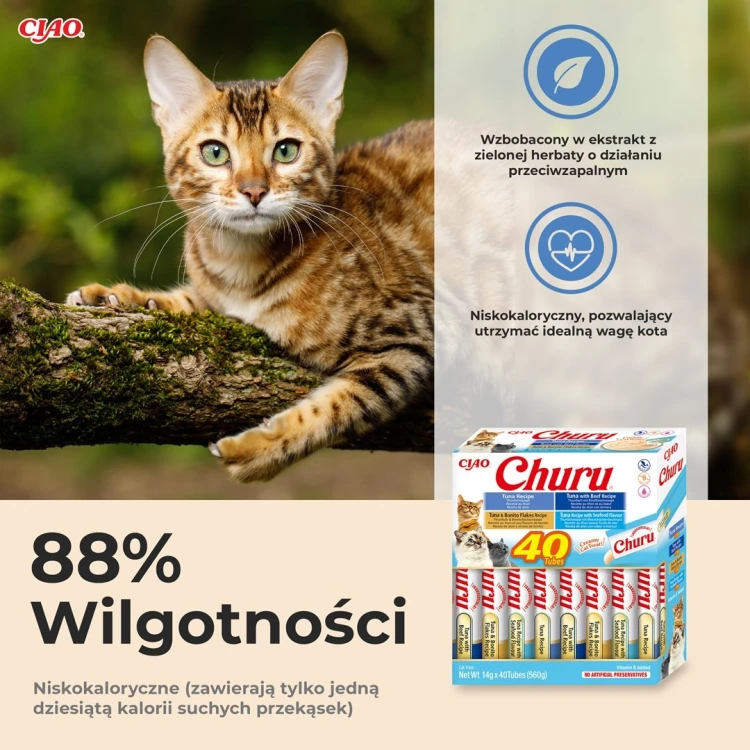 INABA CHURU Varietes Tuńczyk Owoce m- kot 40x14 g