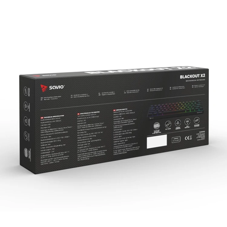 SAVIO KLAWIATURA MECHANICZNA BLACKOUT X2 OUTEMU RED HOT SWAP
